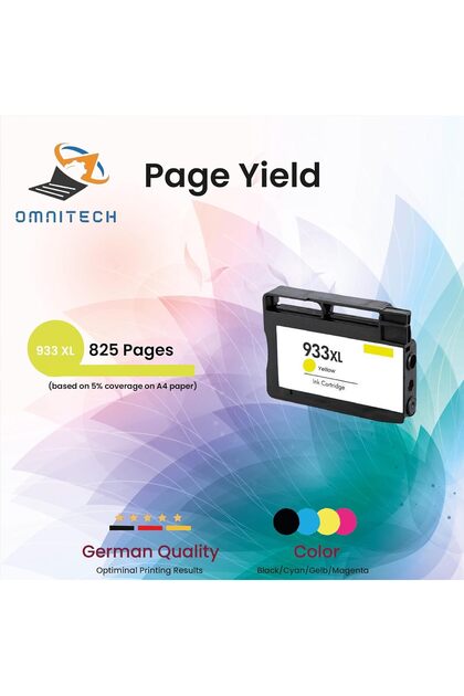 932XL 933XL Yellow Ink Cartridge - Compatible with Ink HP OfficeJet 6100, 6600, 6700, 7110, 7510, 76