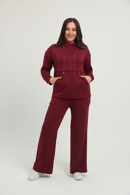 Women's Plus Size Hooded Tracksuit Set