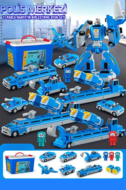 TUENGİ STORE Manyetik Birleştirme Montaj Oyuncağı Polis Merkezi
