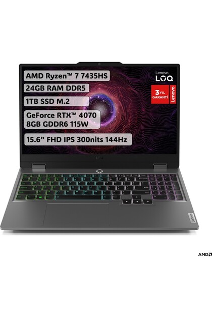 LENOVO LOQ AMD Ryzen 7 7435HS 24GB 1TB SSD RTX4070 Freedos 15.6