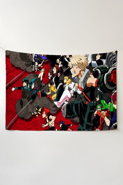 My Hero Academia Horizontal Wall Covering – Anime-Themed Quality Fabric Room Decor Tapestry Wall Carpet
