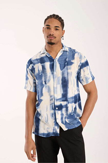 Color Patterned Men's Oversize Shirt