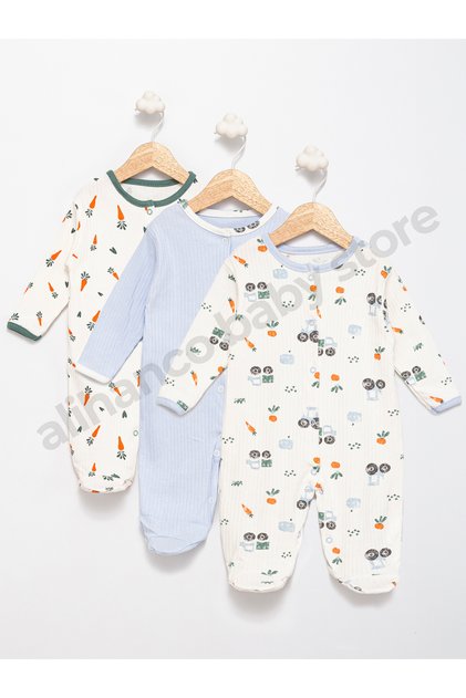 100% Cotton 3-Piece Baby Romper with Booties