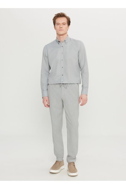 Bağlamalı Bel Normal Paça Jogger Gri Erkek Pantolon ACE001261525_GRI
