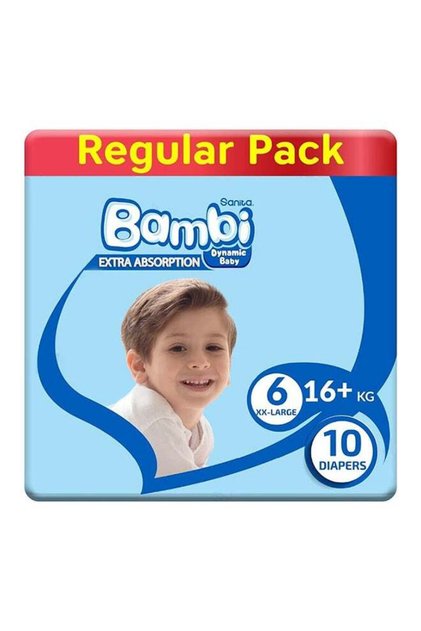 Baby Diapers, Size 6, 16+ Kg, 10 Count - XX Large, Regular Pack, Now Thinner And More A