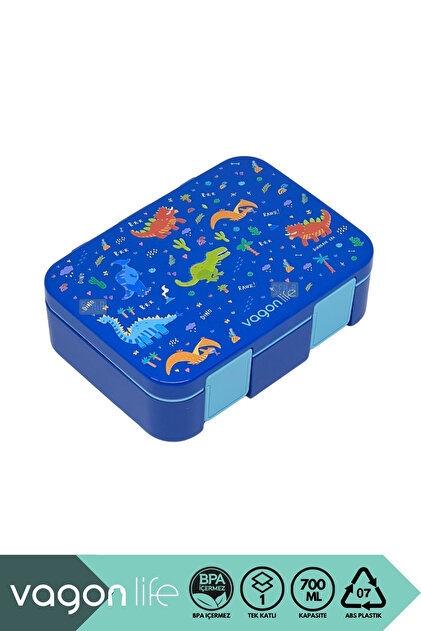 Bento 700ml Lunchbox Yeni Koleksiyon Tek Katlı 3 Bölmeli ABS Plastik Çocuk Sefer Tası Yemek Kutusu