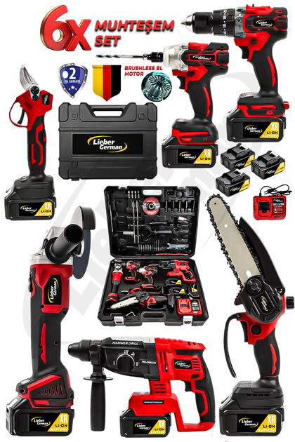 Lieber German Muhteşem 6Lı Set Bl Motor Kırıcı Delici +Taşlama +