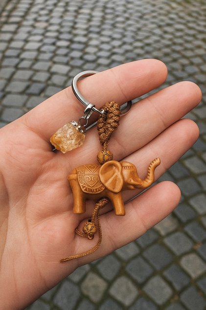 Citrine Stone Elephant Keychain (Abundance-Prosperity-Luck-Bravery)