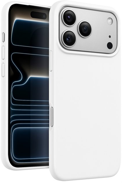 iPhone 17 Pro Max/18 Pro Max Kılıf İçi Kadife Kamera ve Ekran Yükseltili Lansman Silikon Koruyucu Kapak Beyaz