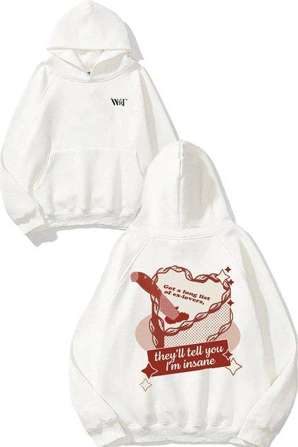 Taylor Swift 11 Design Back Printed White Hooded Sweatshirt