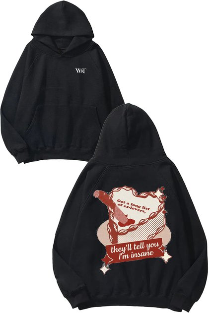 Taylor Swift 11 Design Back Printed Black Hooded Sweatshirt