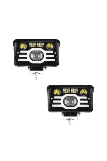 Set de 2 proiectoare auto LED bicolore cu lentilă, alb și galben, OFF ROAD, 132W,