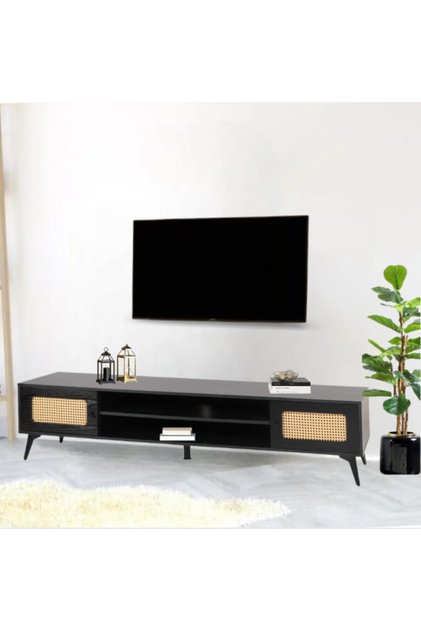 A very distinctive TV table, black color, size 200 cm