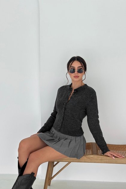 Basic Soft Textured Crew Neck Knitwear Cardigan Aw25Hi0026