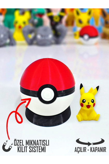 Suelo Butik Özel Mıknatıslı Açılır-Kapanır Poketopu Pokeball ve