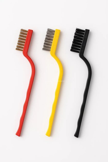 3-Piece Detail Cleaning Brush Set Copper Steel Plastic Wire Stove Tile Rim Cleaning Brush