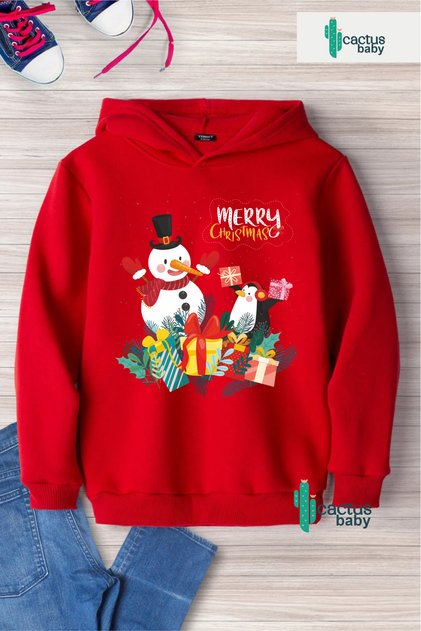 Hooded Sweatshirt Christmas New Year New Year's Day Printed Gift Children's Hoodie 3 Thread Cotton