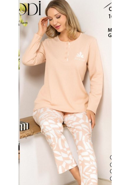 Cotton Lycra Stretch Fabric Long Sleeve Women's Pajama Set