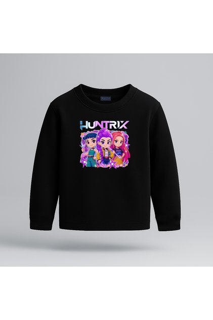 Kpop Demon Hunters Hunterix Printed Long Sleeve Girls' T-Shirt 4-13 Years Old - Huntr/X Tshirt