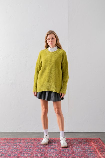 Crew Neck Oversize Boucle Knit Sweater - Comfortable and Stylish | Quality Knitwear | Trend Sweater