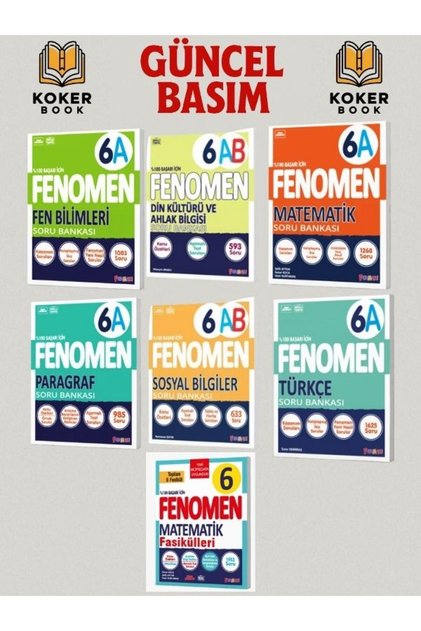 Fenomen 6. Sınıf Fen - Din - Matematik - Paragraf - Türkçe - Sosyal- Matematik Fasikül - (A) Set