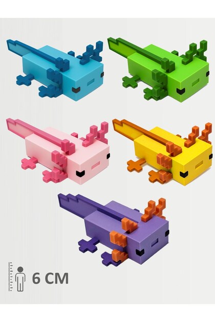 FigürDizayn Minecraft Axolotl Aksolotl Set Pembe Sarı Mor Yeşil