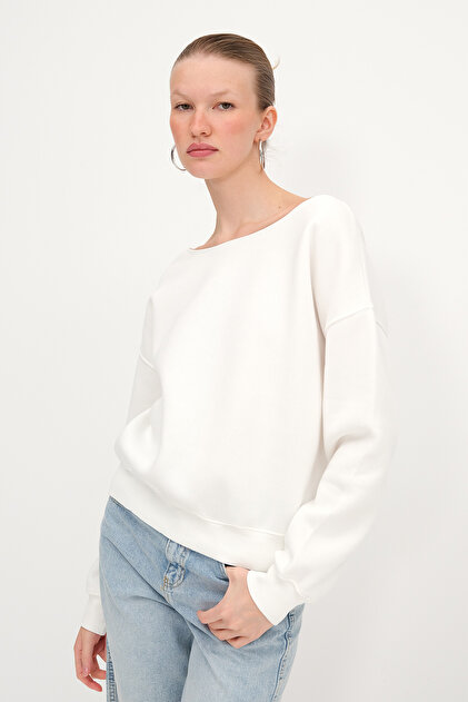 Kayık Yaka Şardonlu Sweatshirt S1826