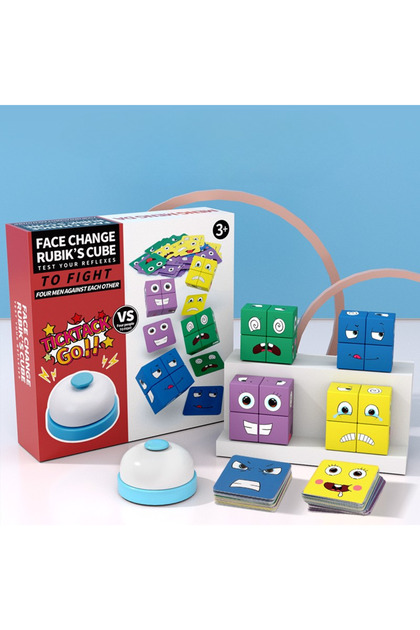 Jucărie pentru stimularea inteligenței, puzzle 3D, cub magic cu emoții și expresii faciale