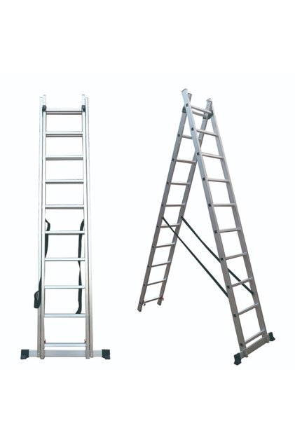 Alüminyum 2 Parçalı Endüstriyel Merdiven 2x6 / 2x7 / 2x8 / 2x9 Basamak | EN131