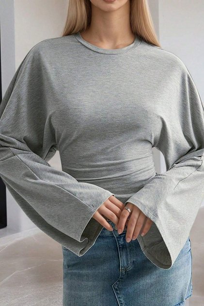 Women's Long-Sleeve Waist-Fitted Blouse