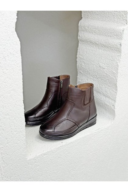 Moly 25157 Genuine Leather Orthopedic Boots with Rubber Soles for Women
