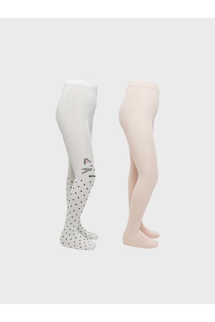 Lcw Kids Ecru Girls' Pantyhose 2-Piece