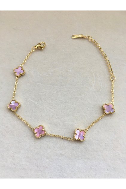 Gold Pembe Hologramlı Yansımalı 316L Çelik Bileklik