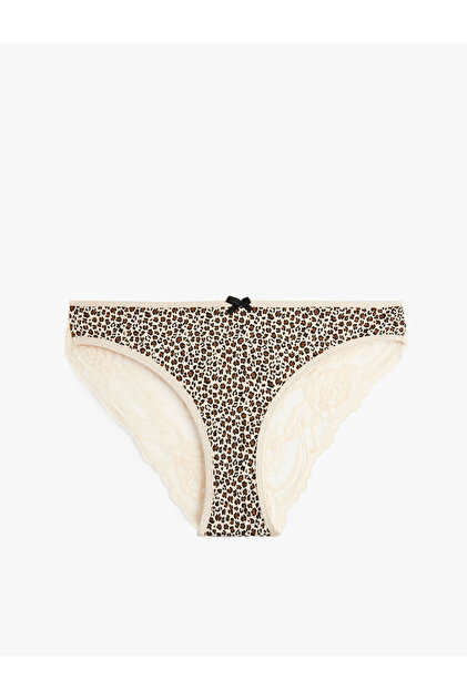 Comfortable Fit Lace Back Cotton Leopard Print Brazilian Panties