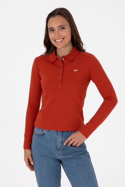 Women's Tile Basic Polo Neck Sweatshirt 50313593-Vr031
