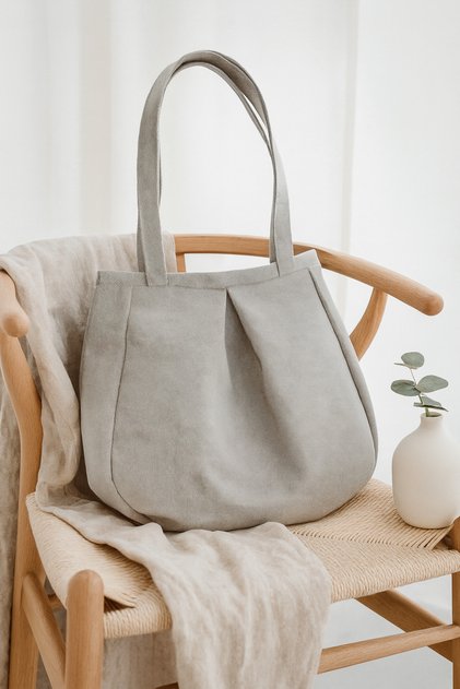 Gray Multi-Purpose Premium Oversize Plain Medium Size Canvas Women's Hand and Shoulder Bag