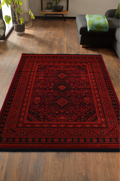 Giza Home Afgan Türkmen Otantik Desenli Dokuma Kırmızı Oturma