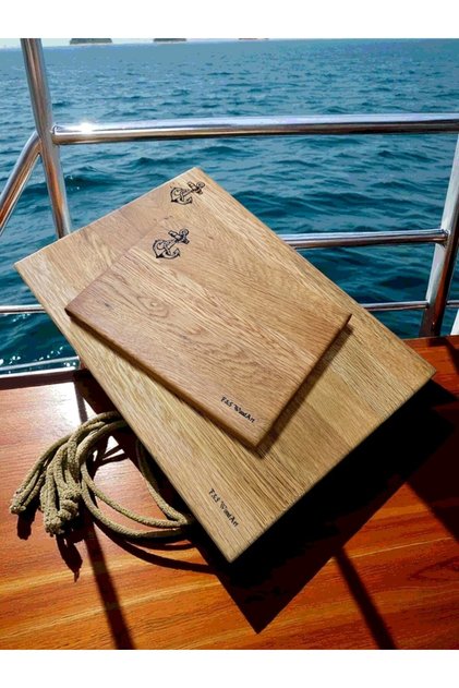 Marin Set of 2 - Oak Natural Wood Kitchen Cutting Presentation Meat Bread Chopping Board