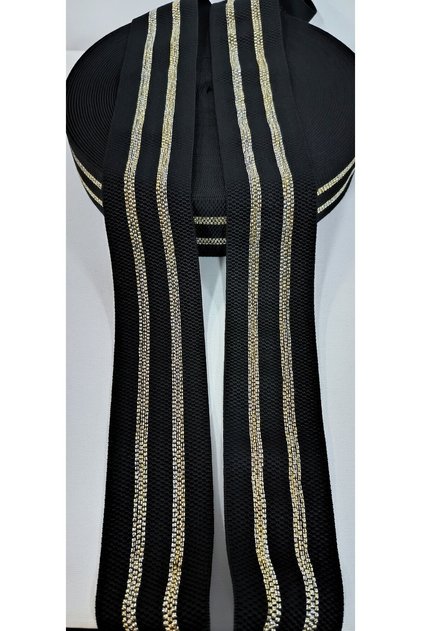 BLACK PATTERNED GOLD SILVERY RUBBER STRIP