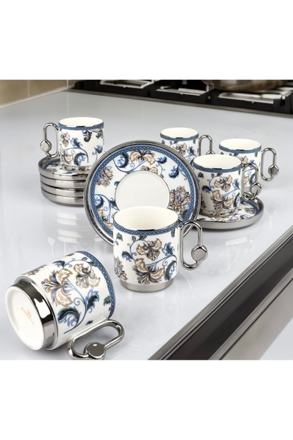 New Design Silver Detailed Vintage Coffee Cup Set Rsy-242