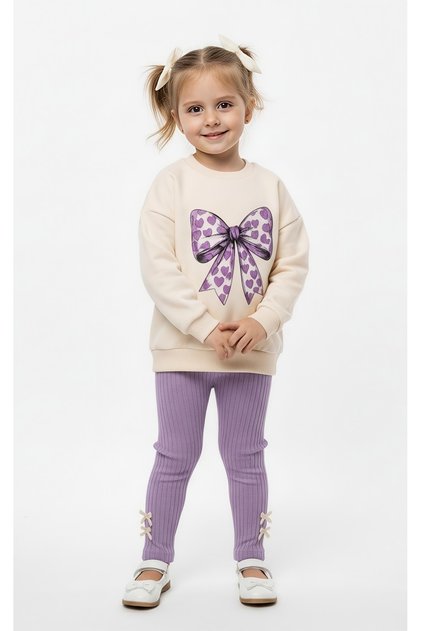 Cotton Seasonal Bow Printed Leggings Set