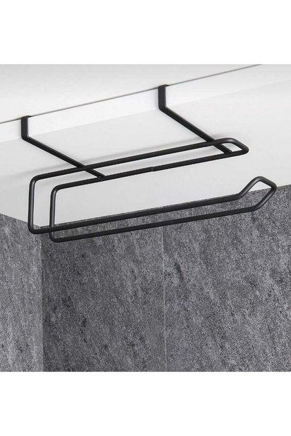 Suport pentru prosoape din sârmă metalică neagră – cu umeraș pe spatele ușii, design practic și elegant