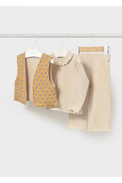 Winter Baby Girl 3-Piece Vest Set - Beige