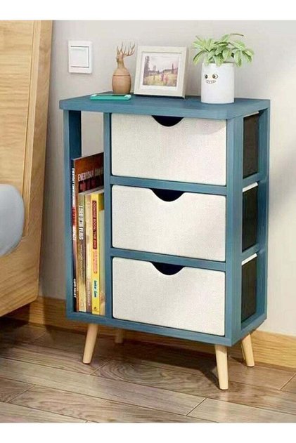 Modern Design Multipurpose 3 Drawers and 1 Shelf Storage Side Table Nightstand Bedside Table Coffee