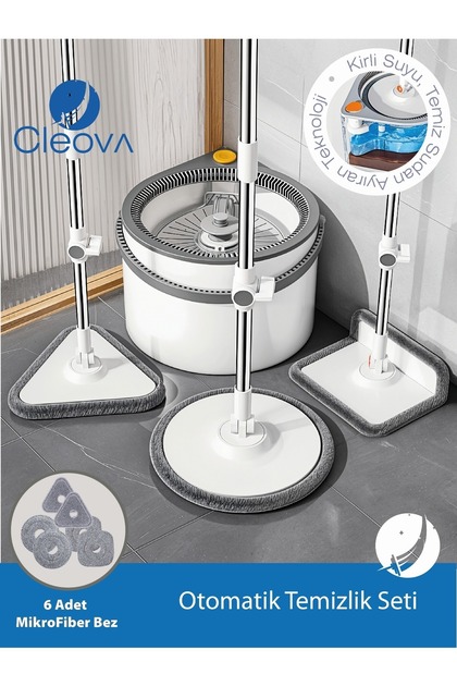 Flora Twin Turbo Pedallı Çelik Mop Set, Temiz ve Kirli Suyu Ayıran