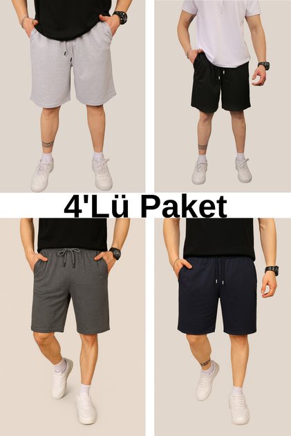 Men's Baggy Cut 2 Thread Basic Summer Shorts & Bermuda with Elastic Waist Pocket