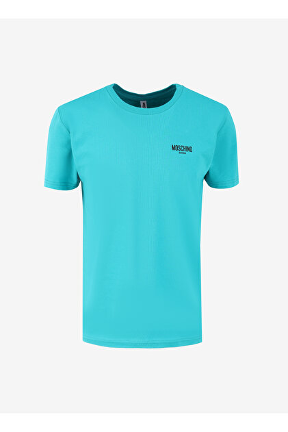 Moschino Yeşil Erkek Bisiklet Yaka Desenli T-Shirt 241V3A0781