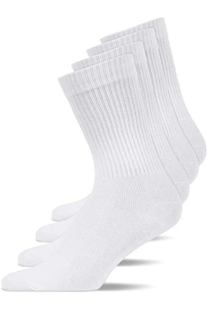 4er-Pack einfarbige weiße Unisex-Sport-College-Socken