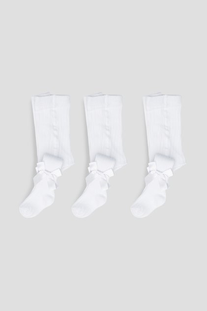 3 Pieces of Cotton Girls and Baby Pantyhose with Ribbon Accessories