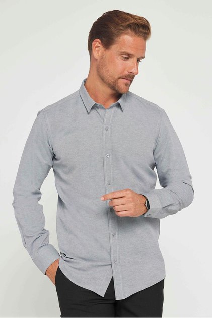 Modern Slim Fit Pamuklu Kolay Ütülenebilir Armürlü Erkek Gömlek